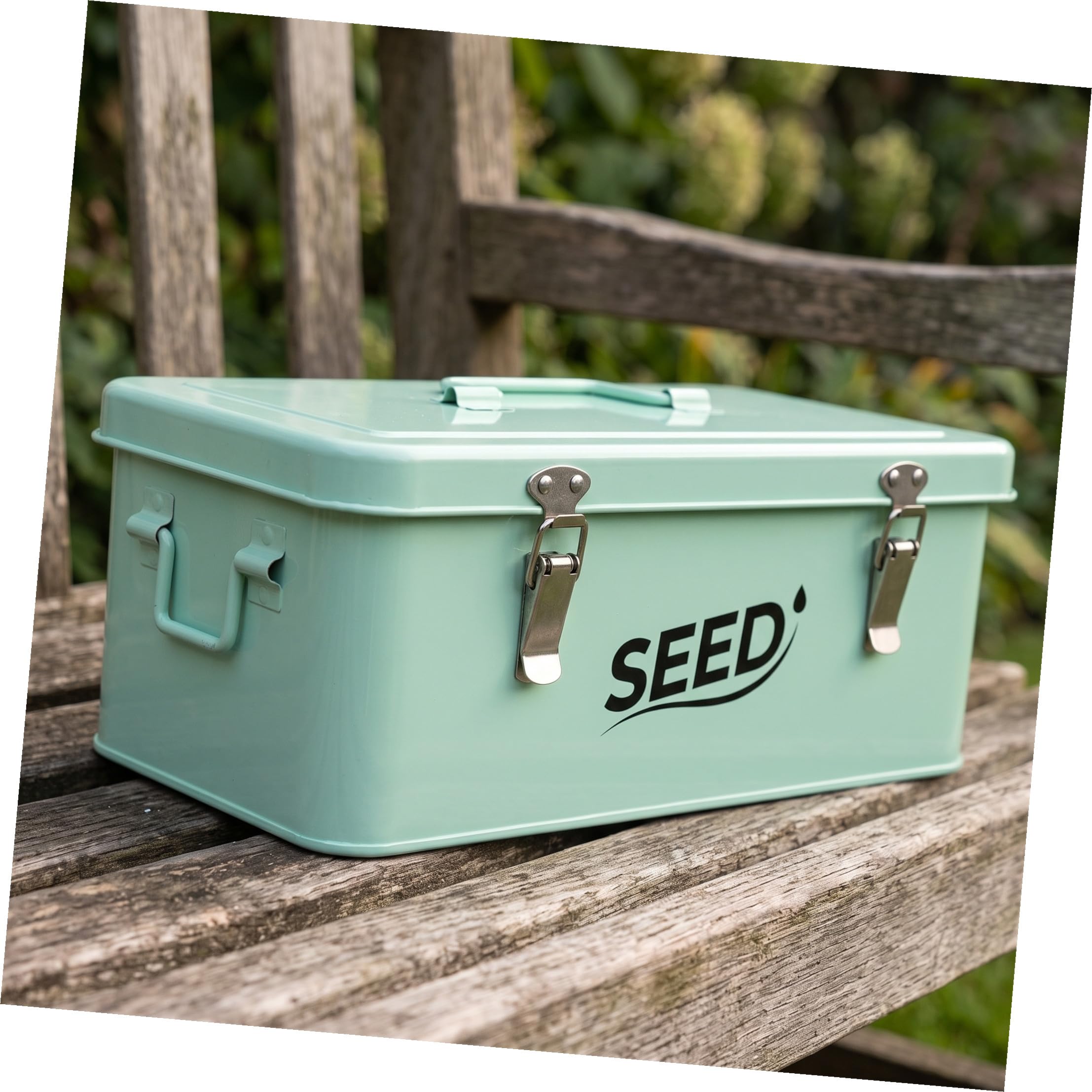 YARNOW Caja Organizadora para Semillas de Plantas con Compartimentos Caja Metálica con Cierre Seguro y Asa Ergonómica Almacenaje Portátil para Semillas de Flores y Herramientas