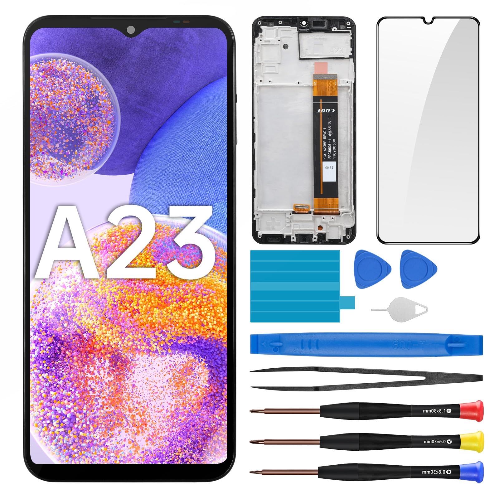 BESJMYT for Samsung Galaxy A23 Screen Replacement with Frame LCD Display Touch Digitizer Full Assembly Fix Glass with Repair Tools Kit SM-A235F (A235F