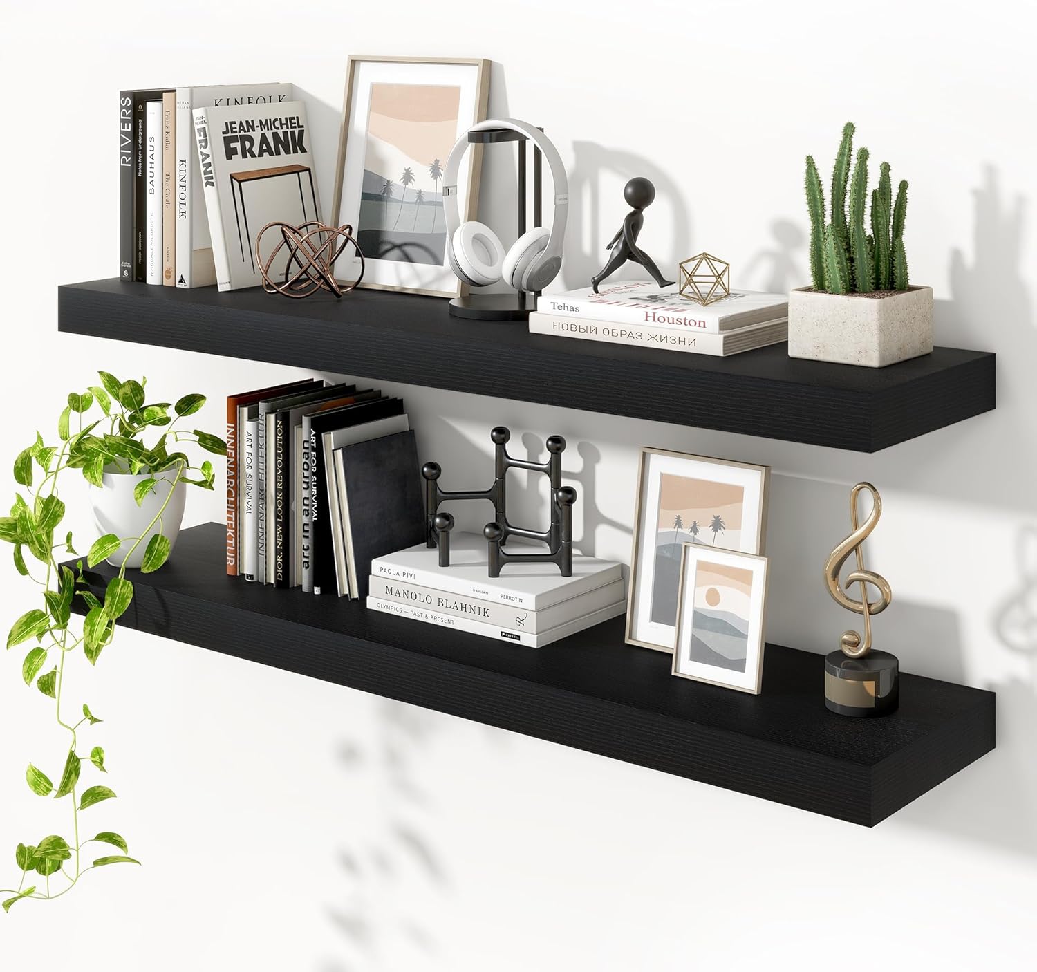 Heimlove Floating Shelves for Wall 55 Inch Long,Extra Large and Thick Wood Shelves Mounted Storage Hanging Shelf Invisible Bracket for Bedroom,Living Room,Kitchen,Office,White