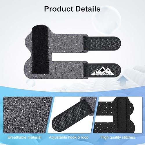 Miniatura 3 de supregear Férulas para dedos, paquete de 2 soportes enderezadores universales para dedos rotos y gatillo, para medio, índice, anillo, meñique, gris