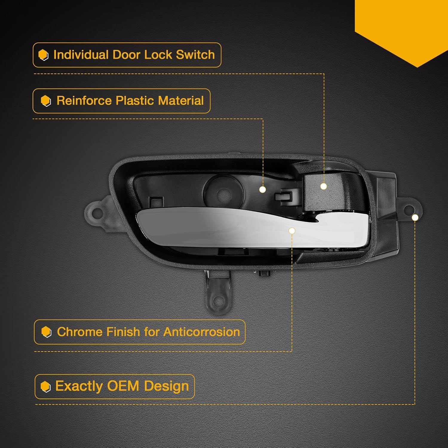 Gledewen Interior Door Handles - Front & Rear Right (Passenger Side) for Nissan Altima, Titan, Titan XD, Murano - Replaces# 80670-3TA0D