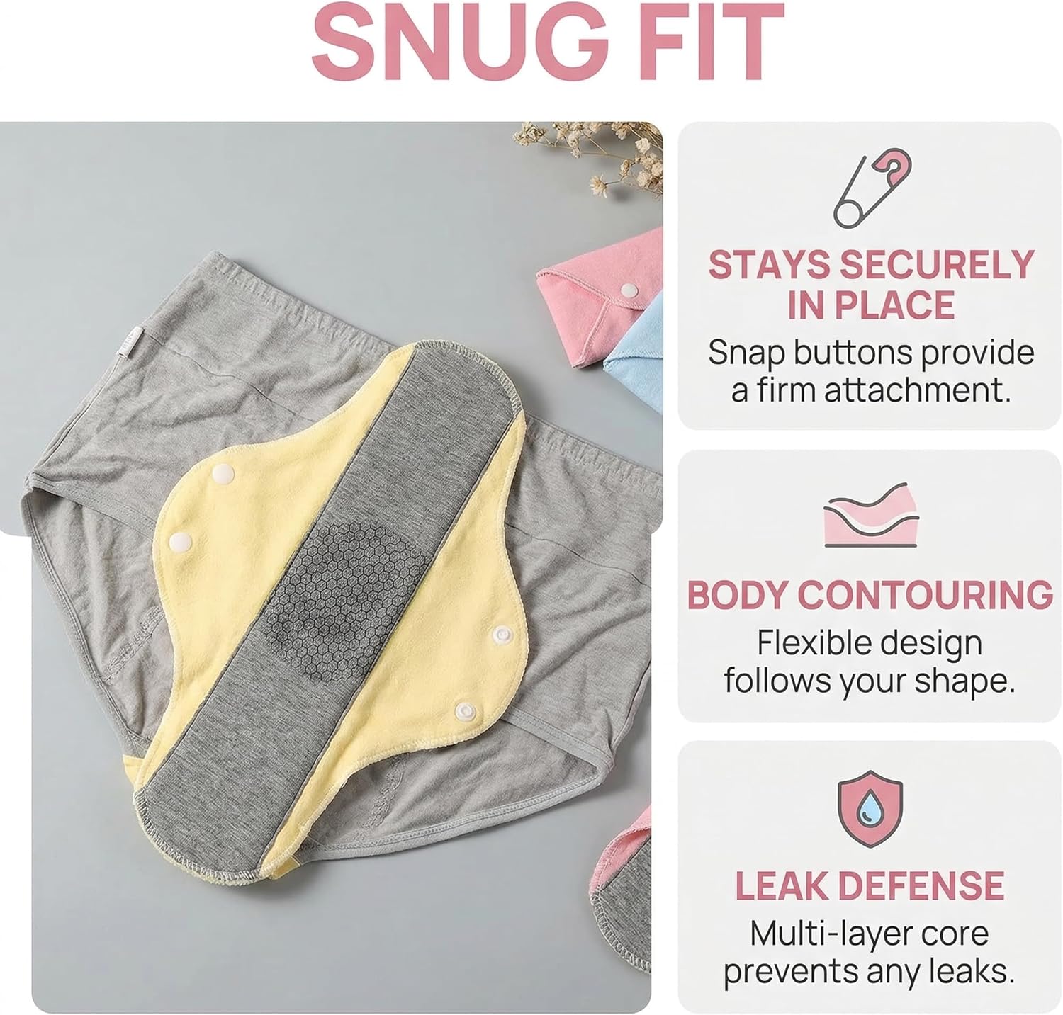 36-Pack Reusable Incontinence Pads for Women, Graphene Infused Washable Menstrual Pads with Leak Proof Protection, High Absorbency Cloth Liners for Elderly Care and Postpartum Support, Odor Free