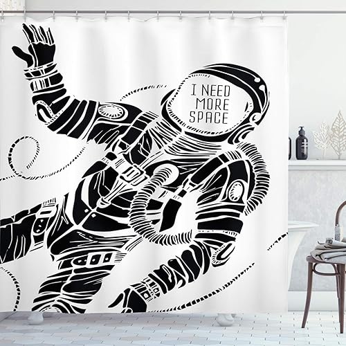 Miniatura 89 de Ambesonne Cortina de ducha amarilla, inspirada en pícnic, temática de los años 50, 60 y 70, estampado de lunares retro, juego de decoración de baño