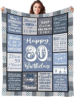80th Birthday Blanket Gift Flannel