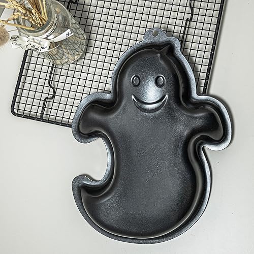 Miniatura 3 de Molde para pasteles con forma de fantasma, molde de aluminio para tartas, molde antiadherente negro para Halloween, cumpleaños y otras ocasiones