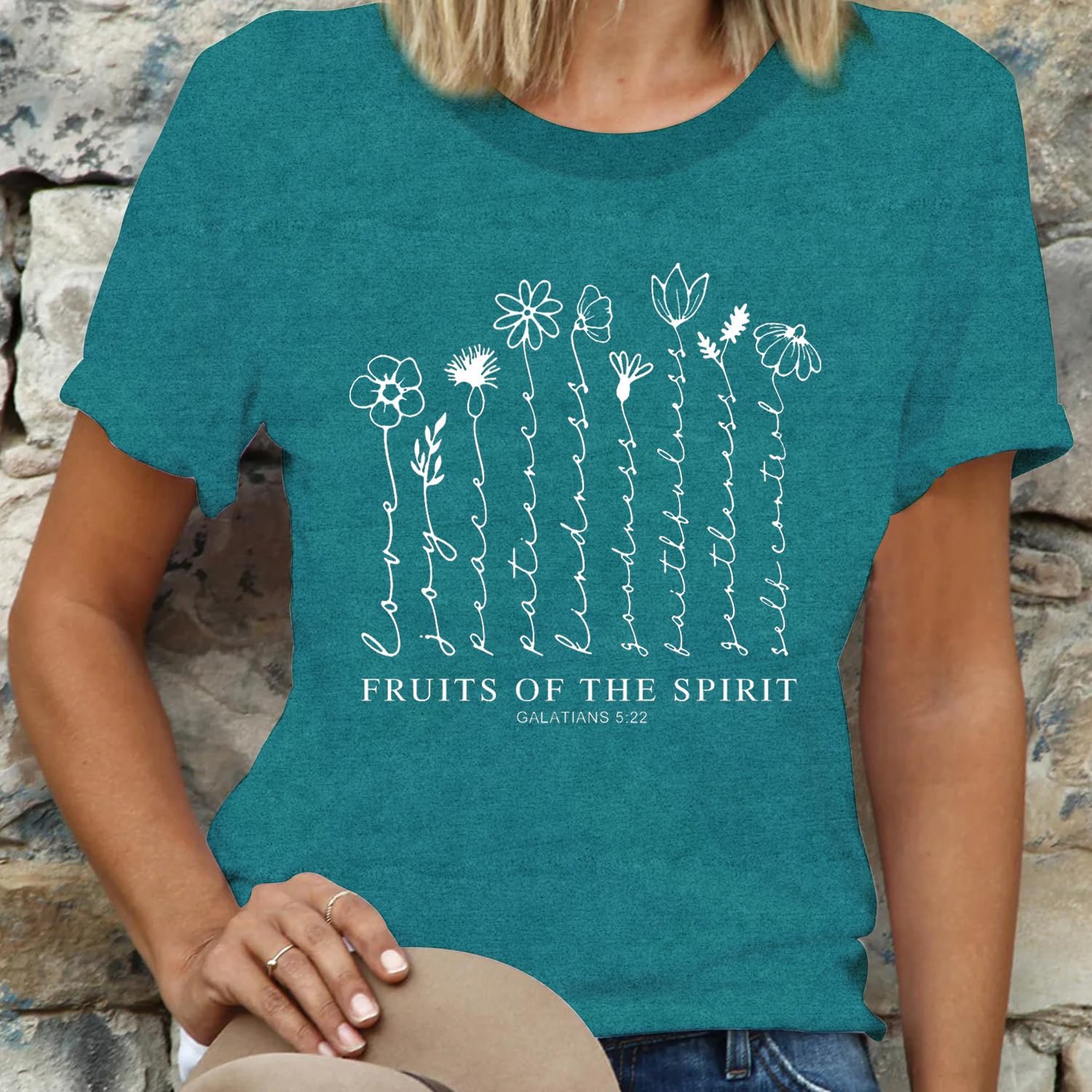 LBP Christian T-Shirts for Women Faith-Based Tee Top Fruit of The Spirit Shirt - Image 3