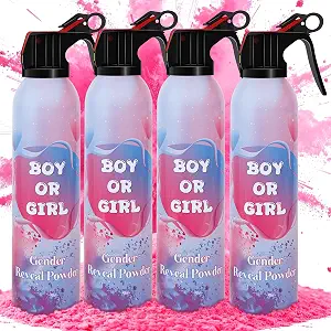 4 Pack Gender Reveal Smoke Bombs, Powder Spray Pink for Baby Girl Reveal Party