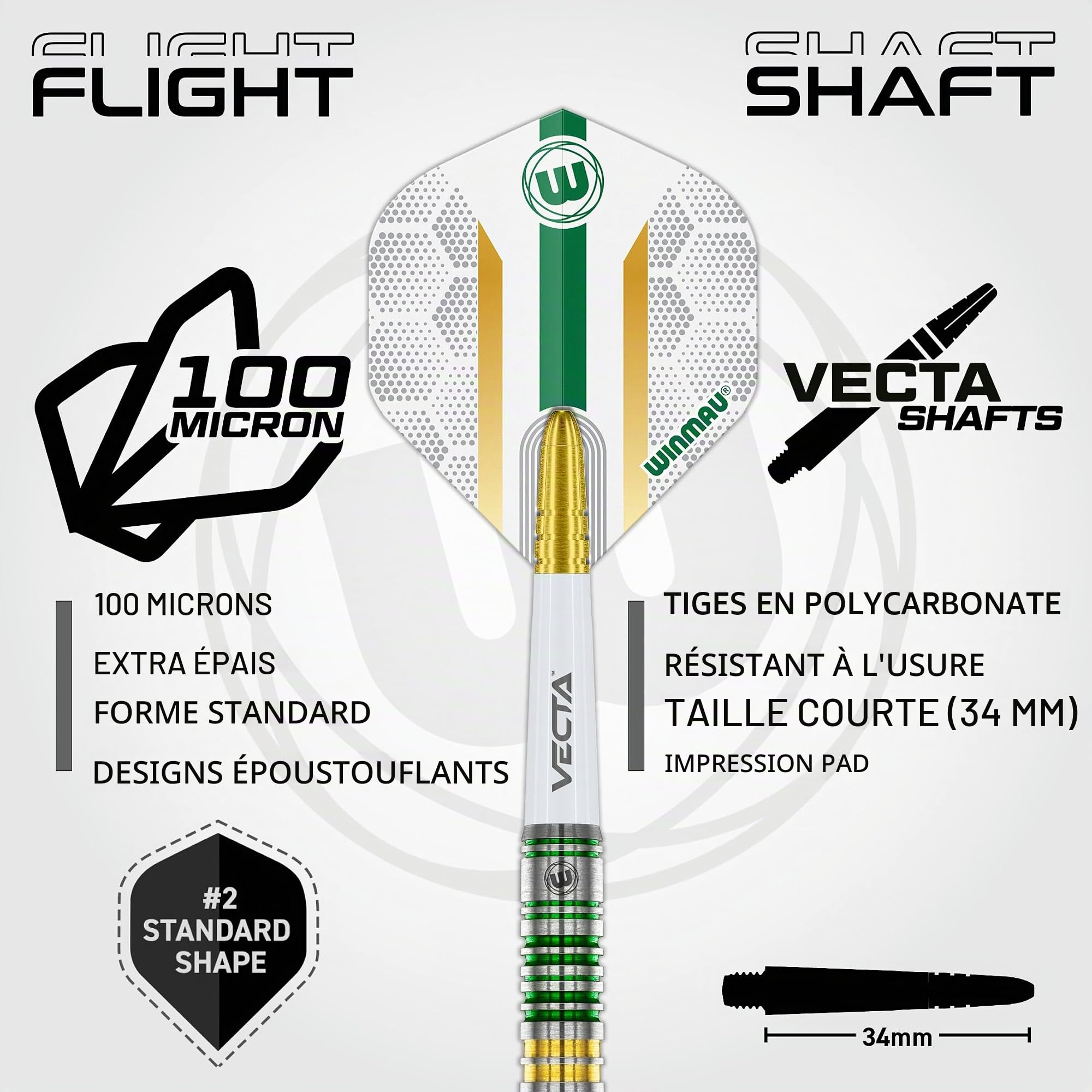 WINMAU Fléchettes Xenon Series 90% Professionnelle Tungstène Jeu de fléchettes avec ailettes et tiges de fléchettes - Poids Disponibles 18g Pointe Souple & Pointe en Acier 23g, 24g et 25g