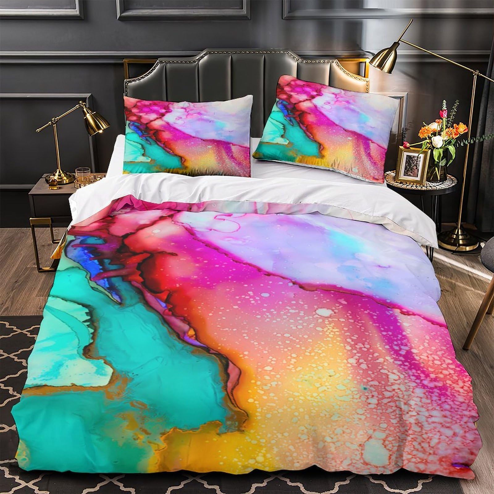 Parure de lit King 220x240cm Fête des Clowns avec housse de couette en microfibre