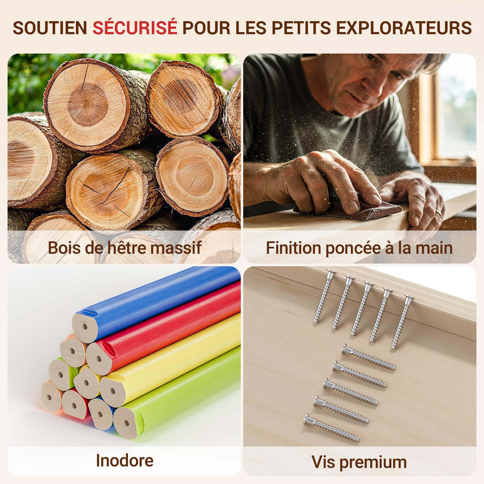 COSYLAND Triangle d’Escalade Montessori 8-en-1 en Bois, Arche Pliable pour Enfants 1-6 Ans, Parcours de Motricité Hauteur Réglable, Charge 80 kg, Boîte Cadeau Colorée (Arc-en-Ciel)