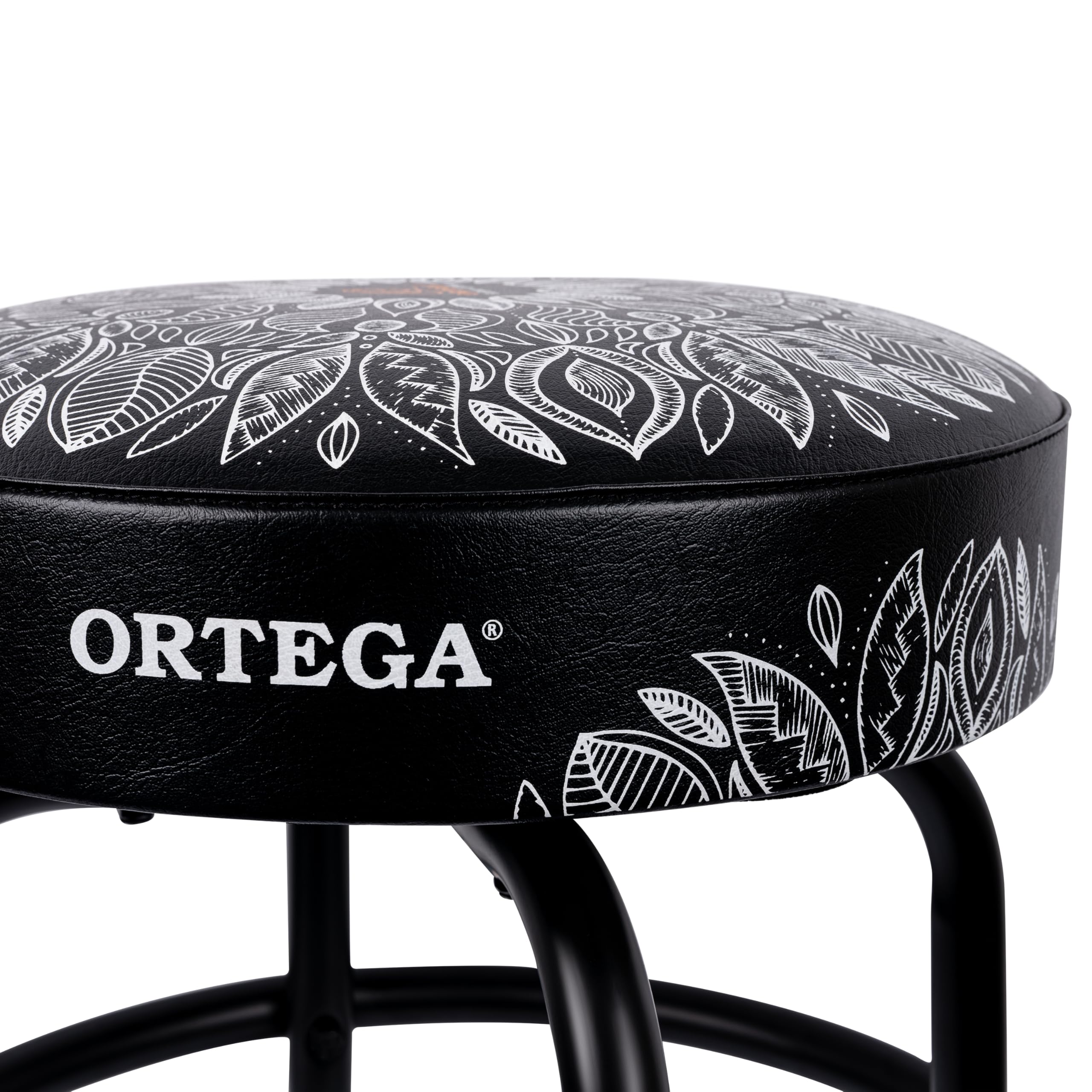 Ortega Guitars gepolsterter Stage Hocker – für Bühne, Bar, Studio, Showroom – 76 cm Höhe – White Kaleidoscope (OBS30-WHKC)