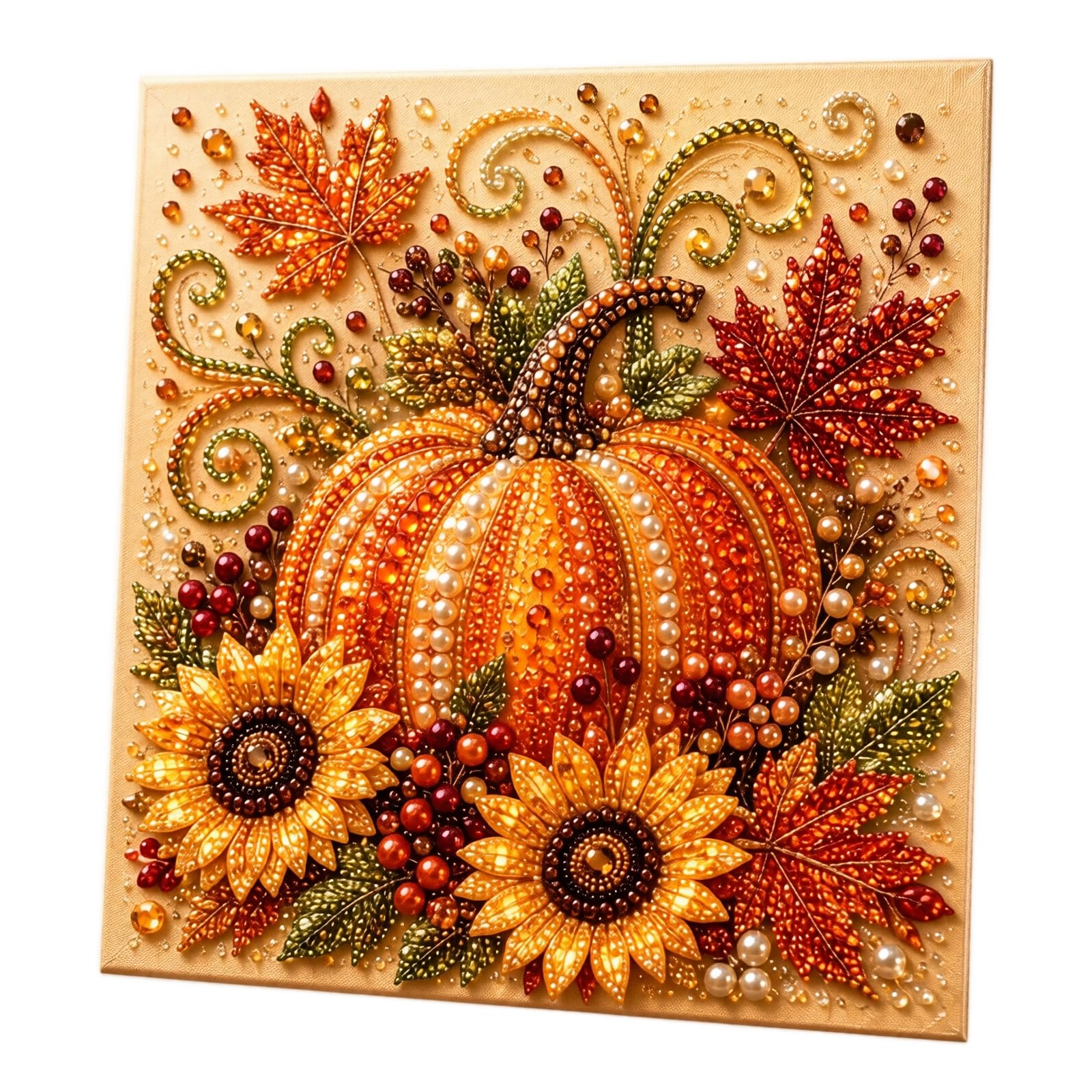 Diamond Art Kits Adults Pumpkins and Autumn Leaves Pearl Art Kits for Adults
