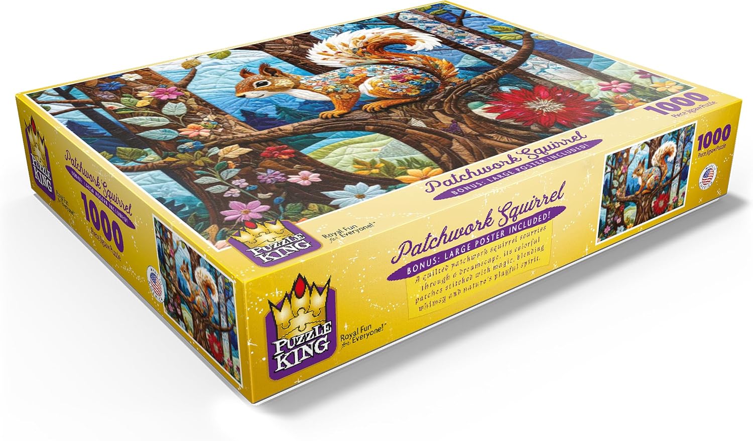 MyPuzzle Patchwork Squirrel - Premium 1000 Piece Jigsaw Puzzle for Adults