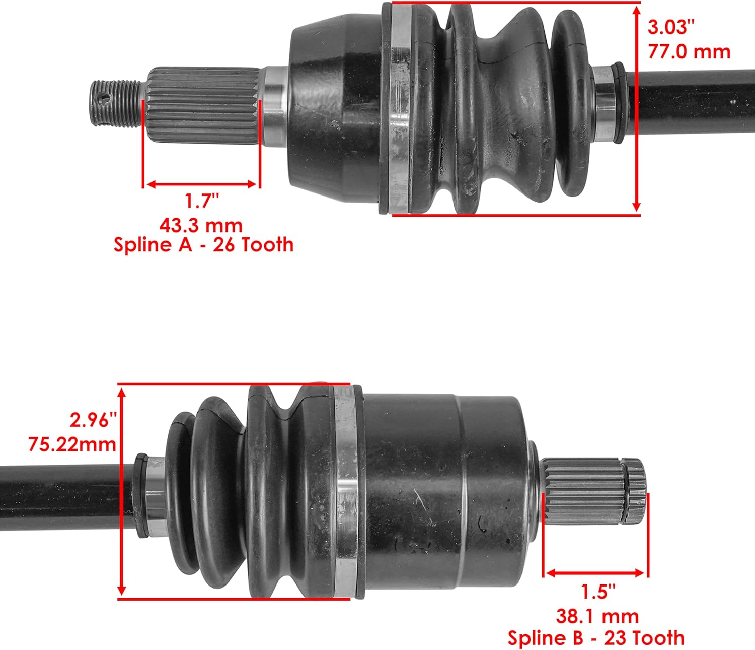 Caltric Front Right and Left Complete Cv Joint Axle Compatible with Polaris Ranger Crew 800 4X4 Efi 2010 2011 2012 2013 2014