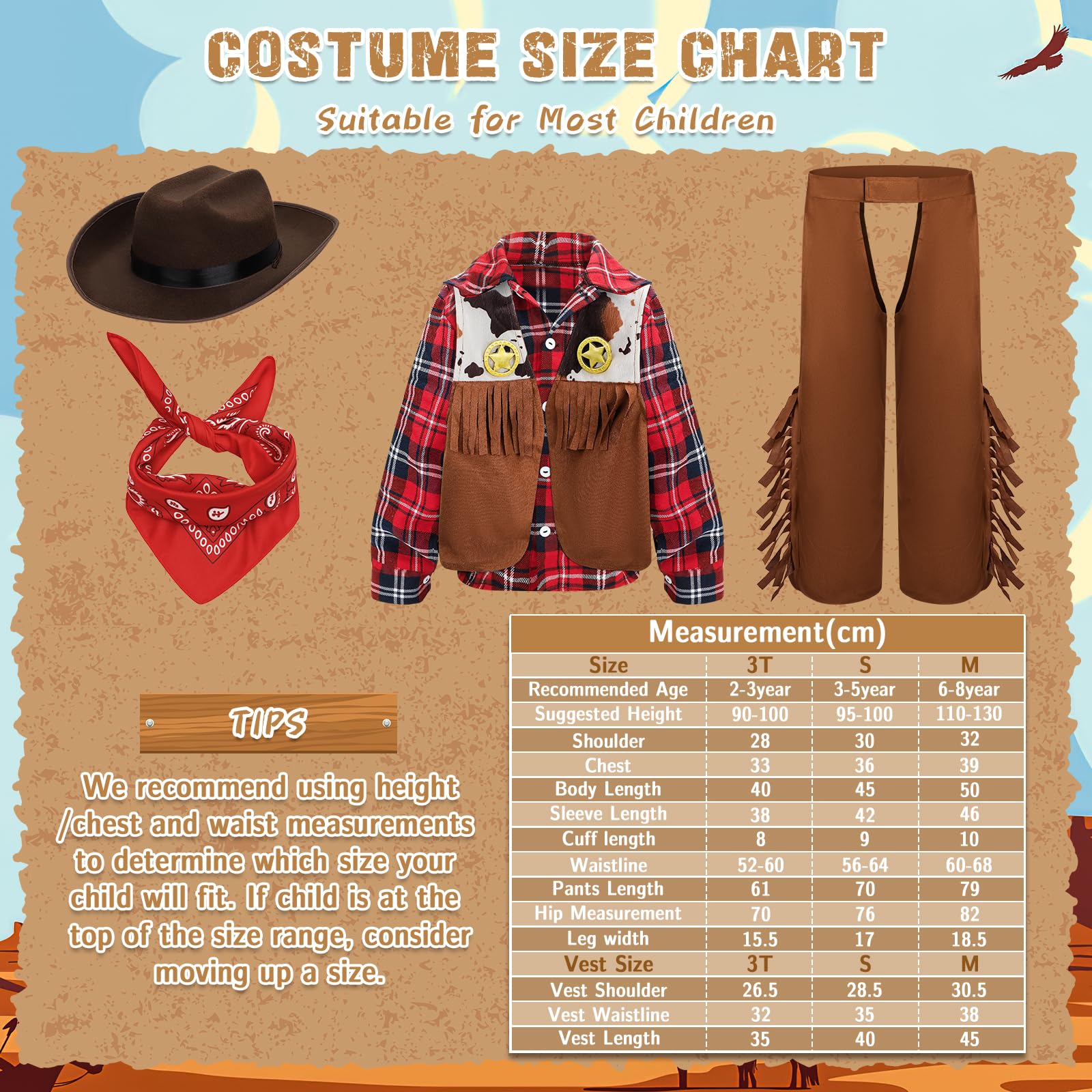 Cowboy-Kostüm-Set Für Kinder – Roter Hut, Bandana & Sheriff-Abzeichen, 3-teilig