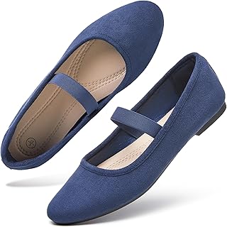 Women's Black Flats Shoes Suede Mary Janes Ballet Flats Memory Foam Comfortable Dress Shoes