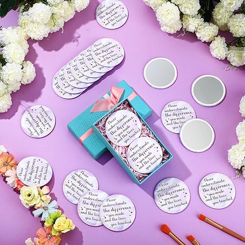 Miniatura 5 de Tradder 48 piezas de espejo compacto inspirador de 2.76 pulgadas, regalo de agradecimiento a los empleados de quinceañera, regalo redondo de