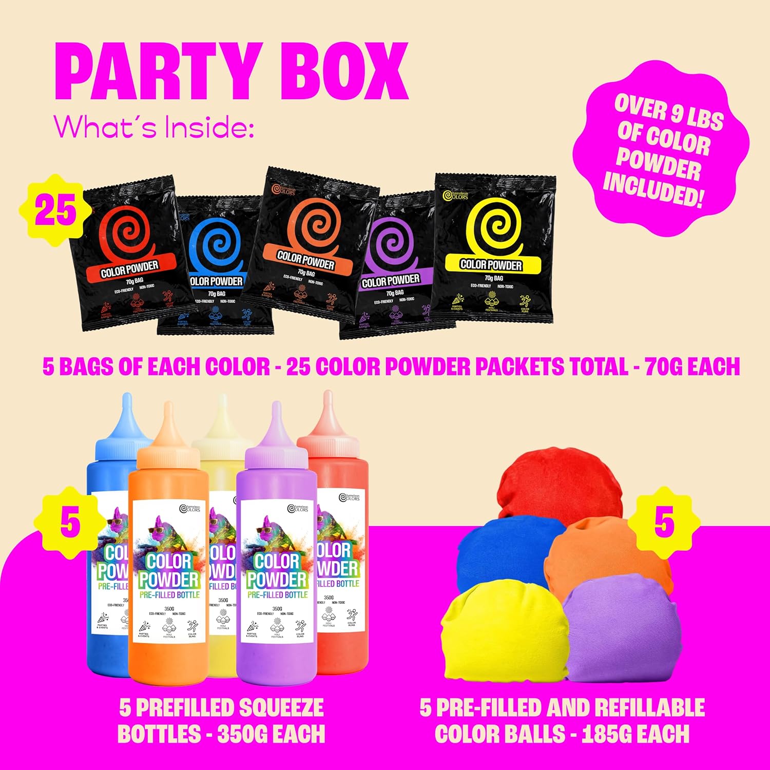 Holi Color Powder Party Box | 36-Piece Set