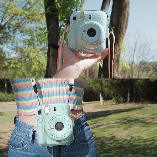 Miniatura 6 de MUZIRI KINOKOO Funda transparente compatible con cámara Fuji Instax Mini 12, funda rígida de PVC transparente para Fuji Mini 12 con correa ajustable