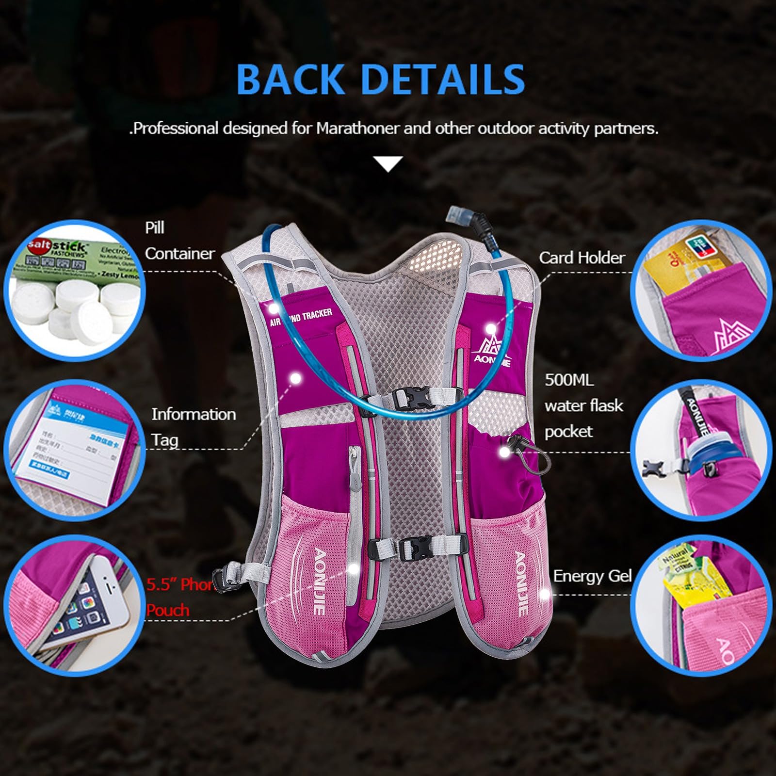 AONIJIE 10L Lightweight Hydration Cross Country Backpack Pack Rucksack - View #5