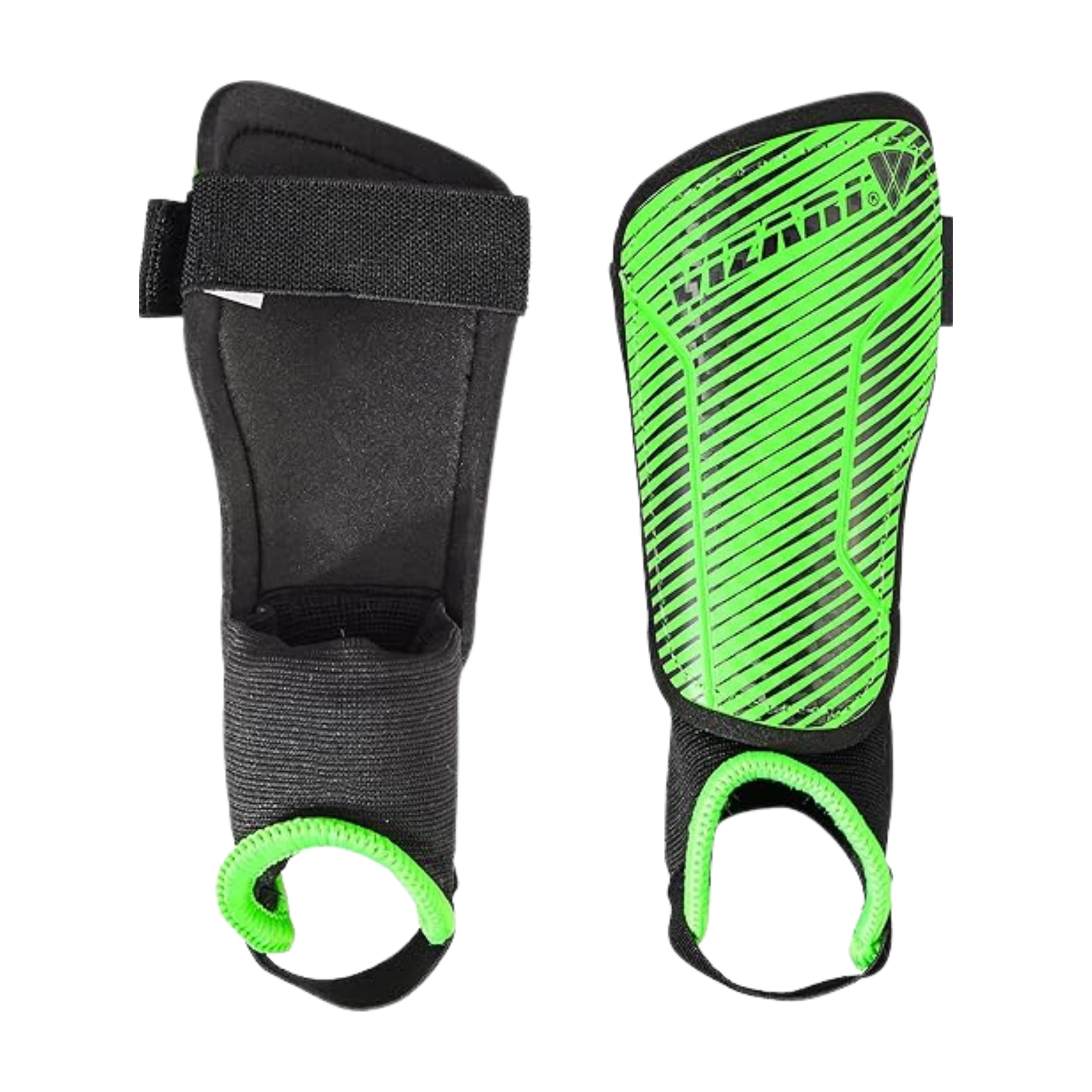 Vizari Matera Football Shin Pads for Adults & Kids - Football Shin Guards with Ankle Protection - Green, Black - Size M