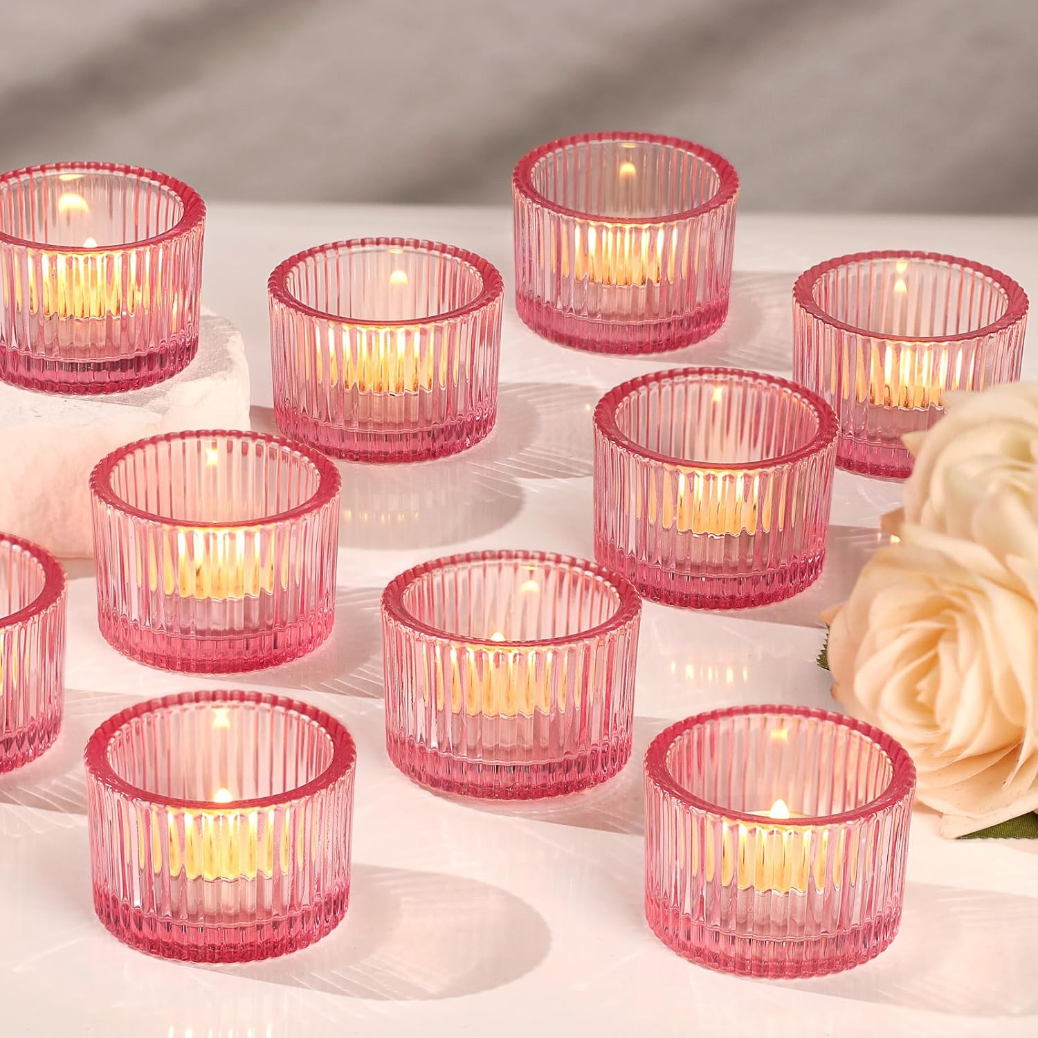 Lanttu Pink Tealight Candle Holder Set of 12, Small Votive
