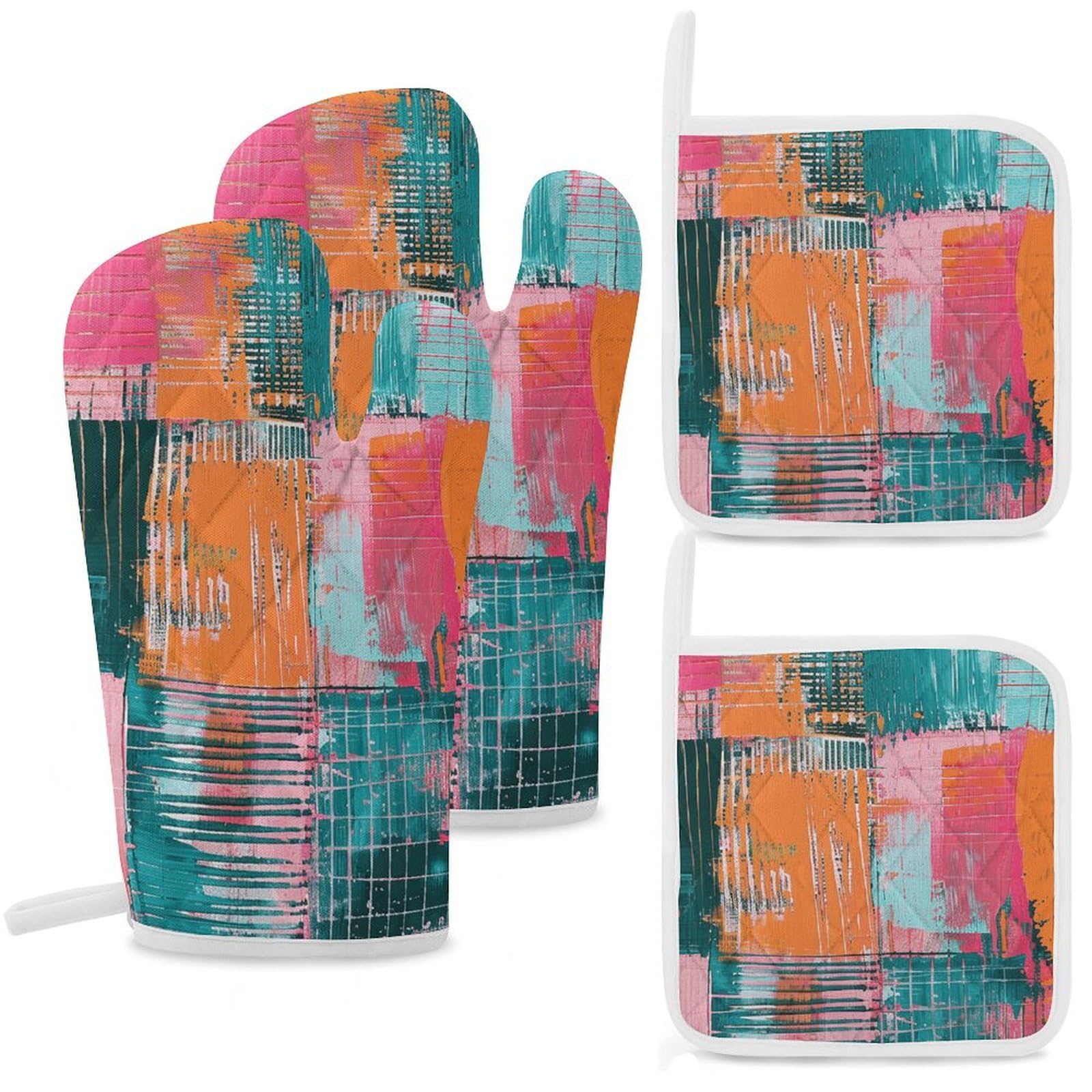 Maniques imperméables motif orange et bleu sarcelle pour sublimer vos moments en cuisine et barbecue