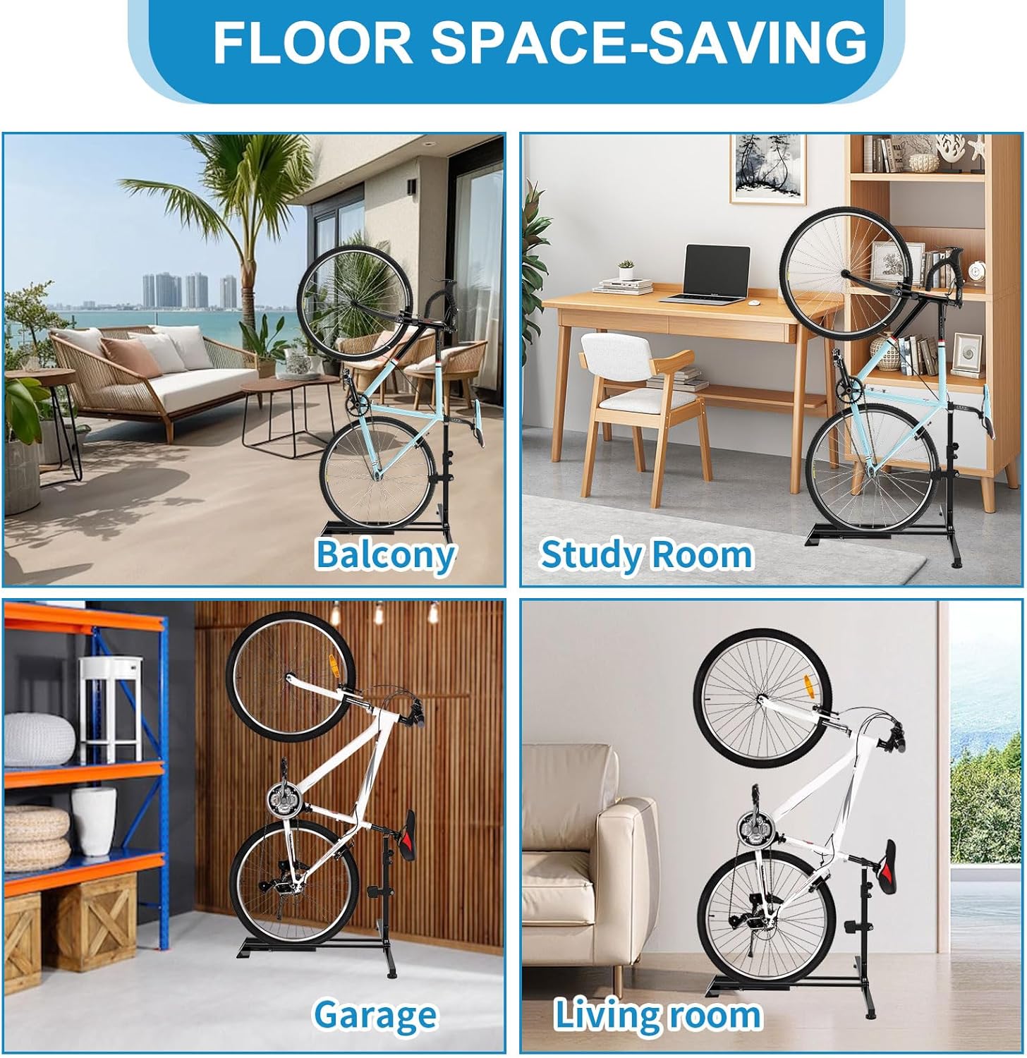 Bike Stand,Vertical Bike Rack Bicycle Floor Stand for Garage Storage, Indoor ,Outdoor and Apartment Space-Saving Rack with Adjustable Upright Design
