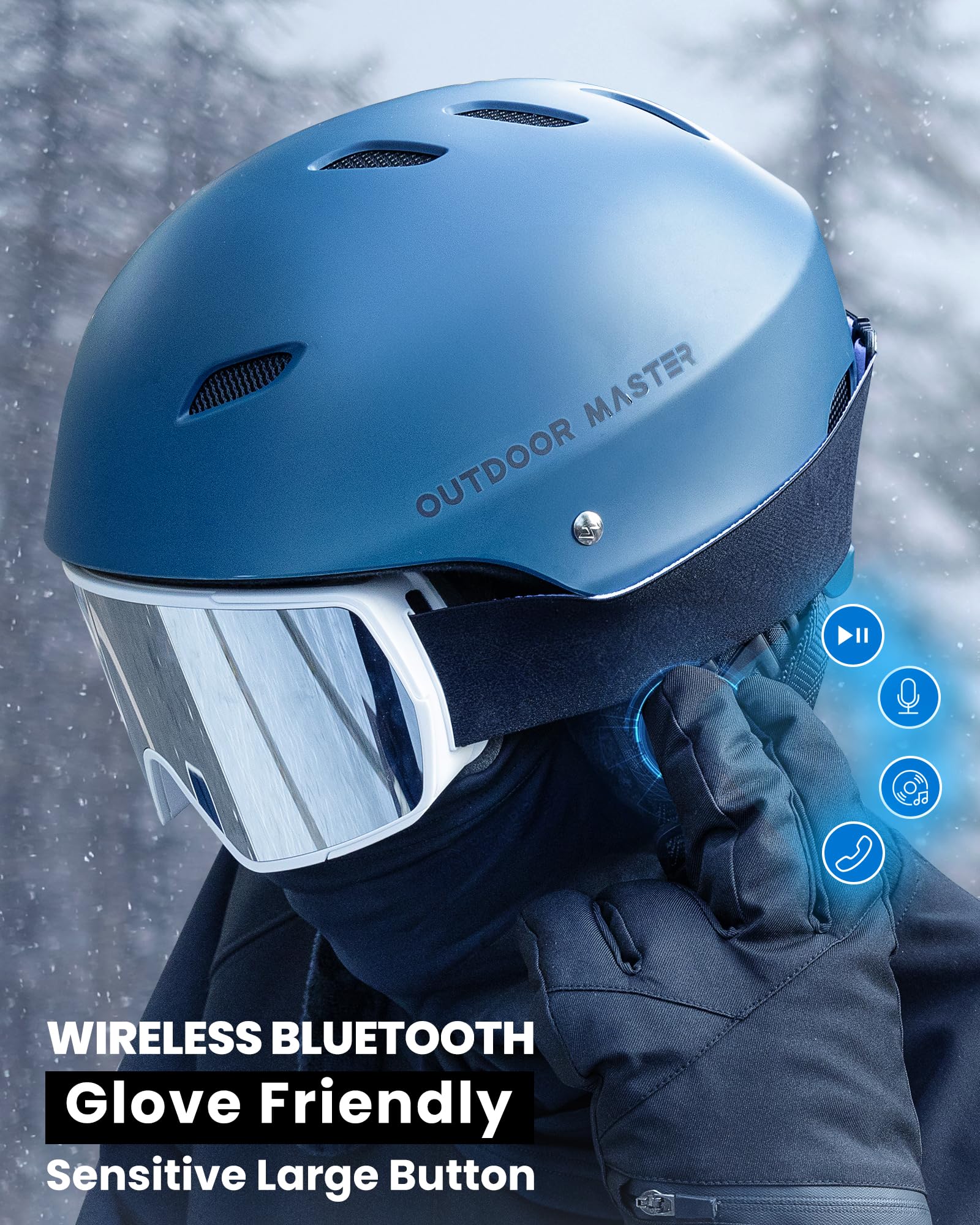 Amazon.com: OutdoorMaster Ski Helmet Headphones, True Wireless Bluetooth with Storage Case, Drop-in HD Speaker Chip Compatible with All Audio Ready Snowboard Helmets with Built-in Mic