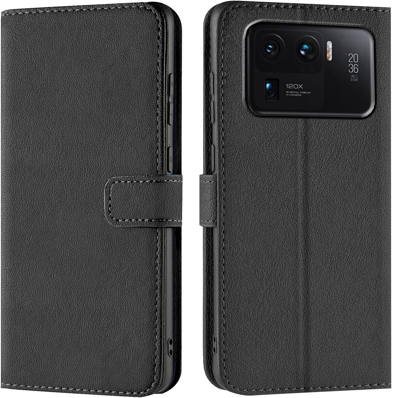 Verco Mobile Phone Case for Xiaomi Mi 11 Ultra Case Book Case Flip Cover for Xiaomi Mi 11 Ultra Case [Card Slots/Stand Function] Black