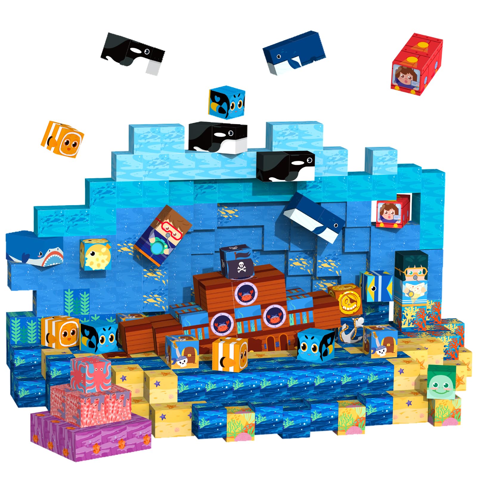 Magnetic Building Blocks for Kids - 154Pcs Magnetic Cubes STEM Montessori Sensory Toys Set Creative Gift for Boys Girls Ages 3 4 5 6 7 8 9 10+