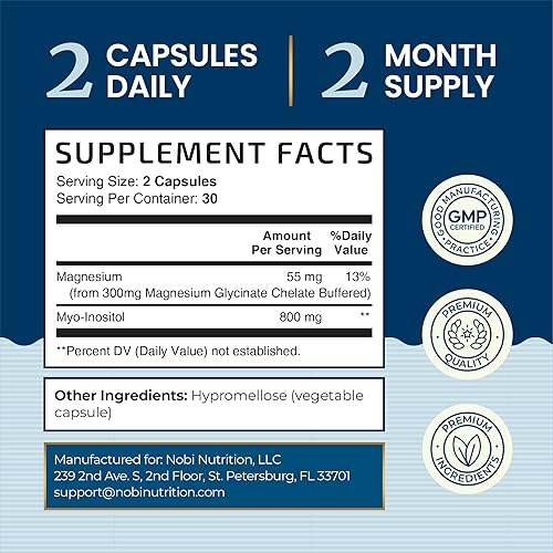 Miniatura 5 de Apoyo completo para dormir  Myo inositol + glicinato de magnesio  Apoyo para dormir reparador y relajación  Complejo de 1100 mg  Sin melatonina, sin