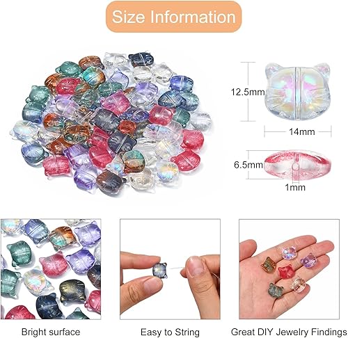 Miniatura 3 de LiQunSweet 100 cuentas transparentes de gato de cristal para la fabricación de joyas