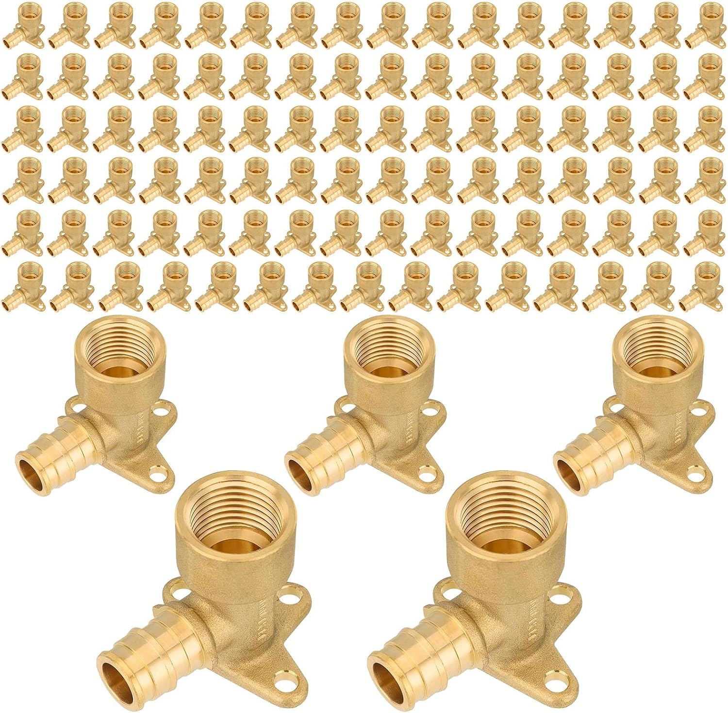 (10-Pack) Seelink PEX-A Expansion Fittings, PEX-A 1/2" x 1/2" Female NPT Drop Ear Elbow, Brass Expansion Pipe Fittings, ASTM F1960
