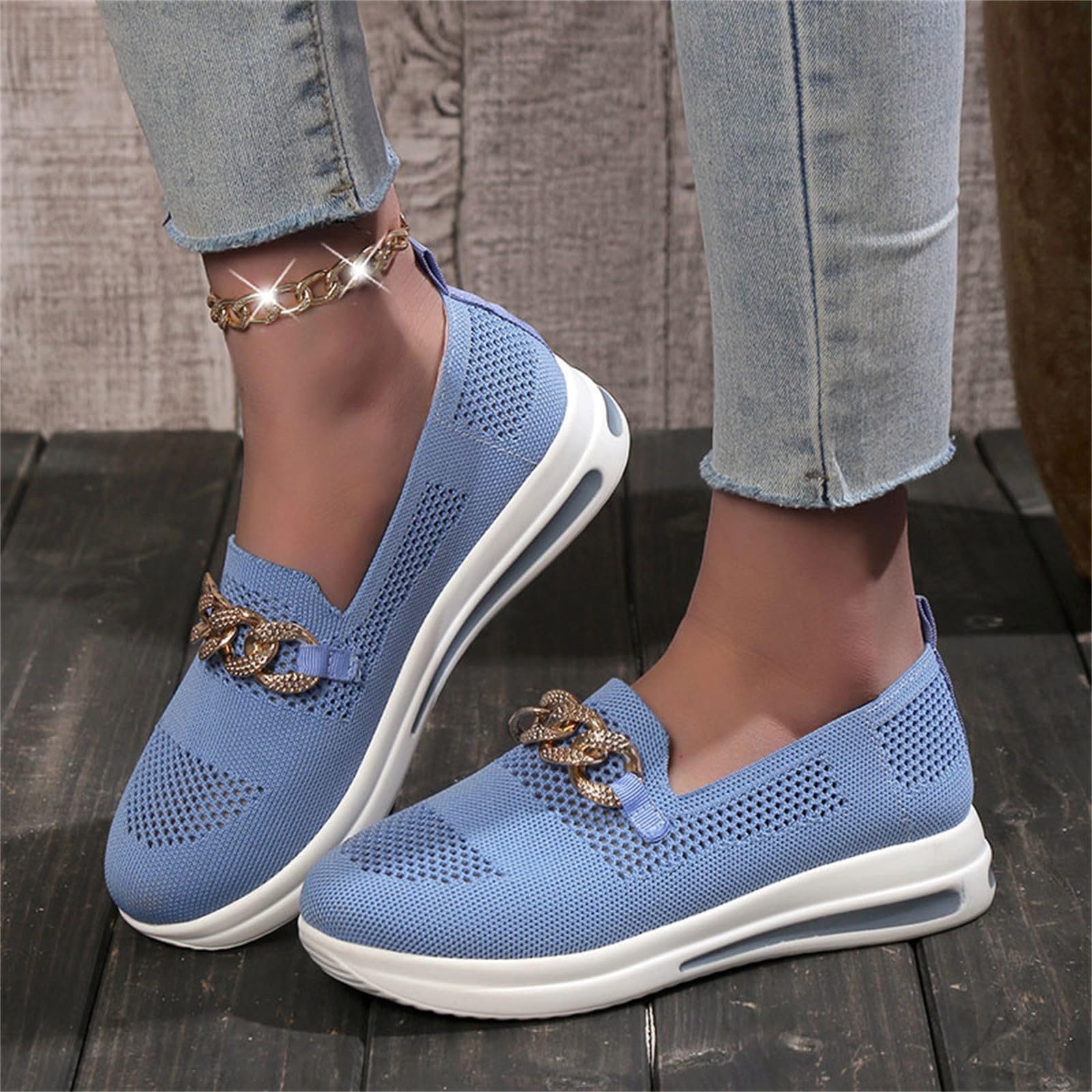 Genérico Zapatos Casuales Mujer Punta Redonda Senderismo Cómodos Transpirables Trabajo Compras Jardinería