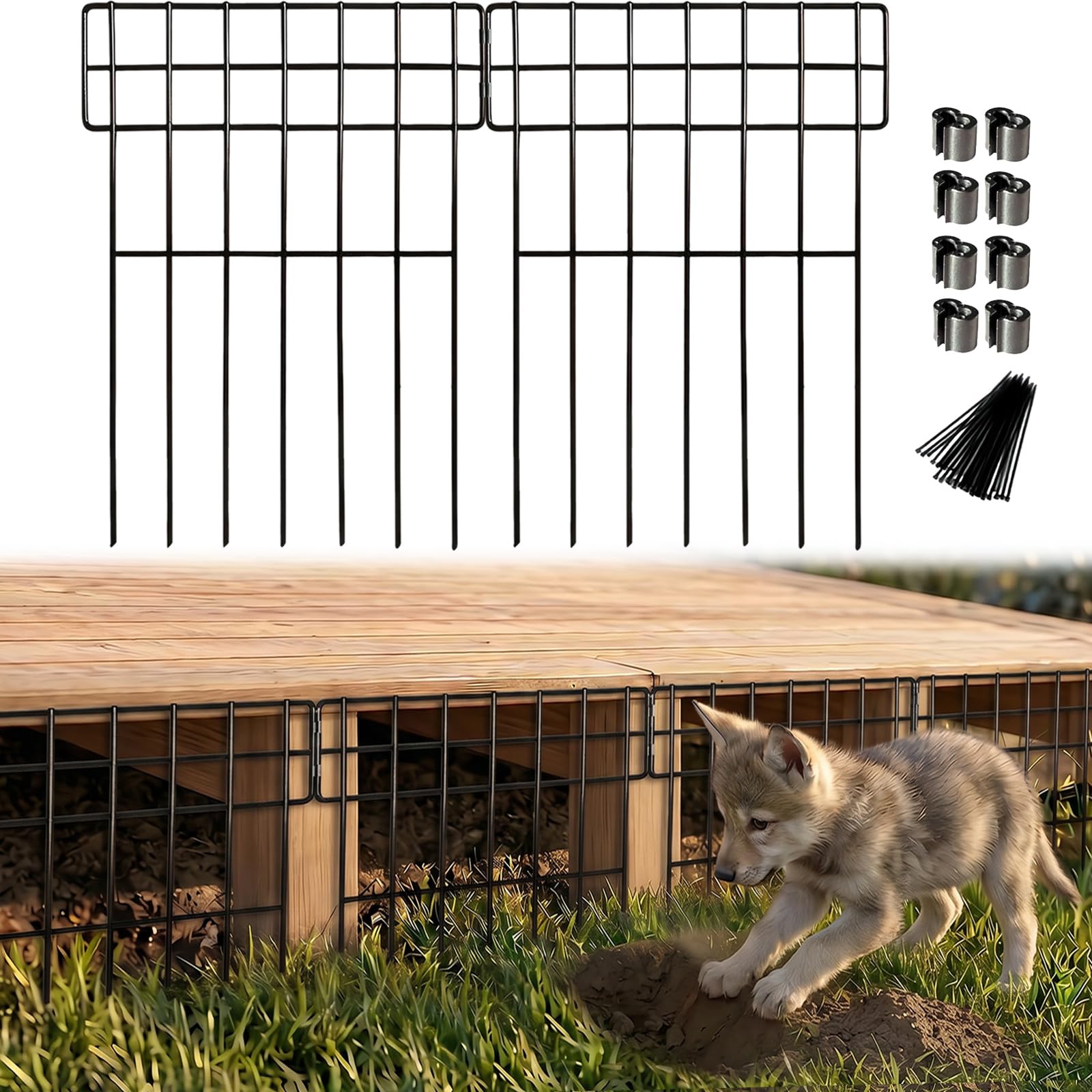 Thealyn 25er-Pack Tierbarriere-Zaun Metall Dekorativer Gartenzaun 43 cm (H) X 33 cm (B) Gesamtlänge 8,2 m Kein Graben-Zaun Patio-Grenze Tierzaun für Hunde Kaninchen im Freien Patio