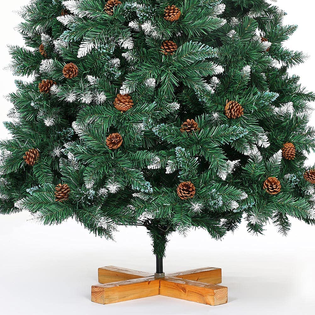 Bakaji King Premium Sapin de Noël touffu, pin Artificiel enneigé avec Pommes de pin, Blanc Naturel, Pointes recouvertes de Neige, matériau PVC,Base en Croix, Hauteur 180 cm, 800 Branches