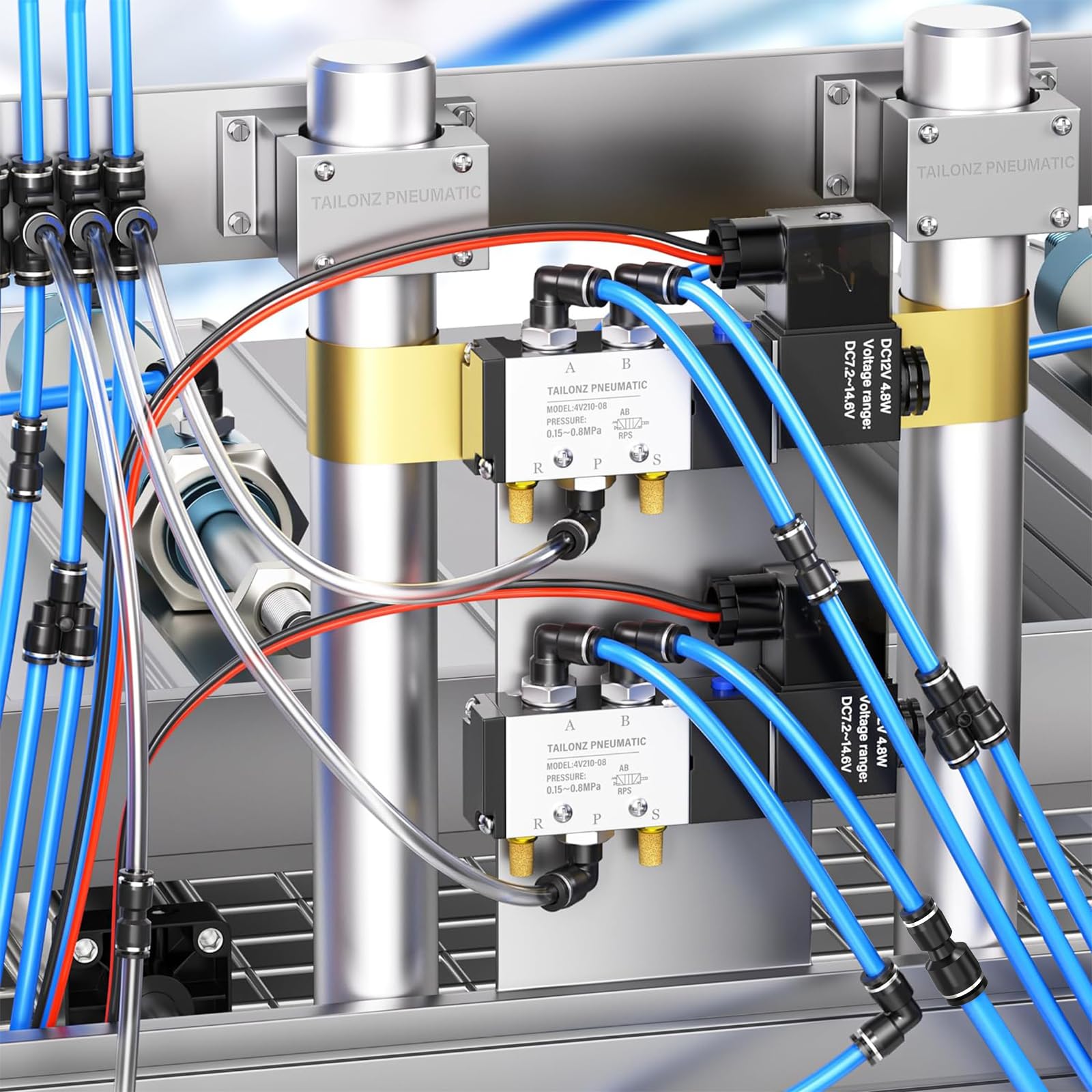 TAILONZ PNEUMATIC Riduzione diritta 12MM tubo OD x 8MM tubo OD tubo Raccordi a pressione PG12-8 (confezione da 10)