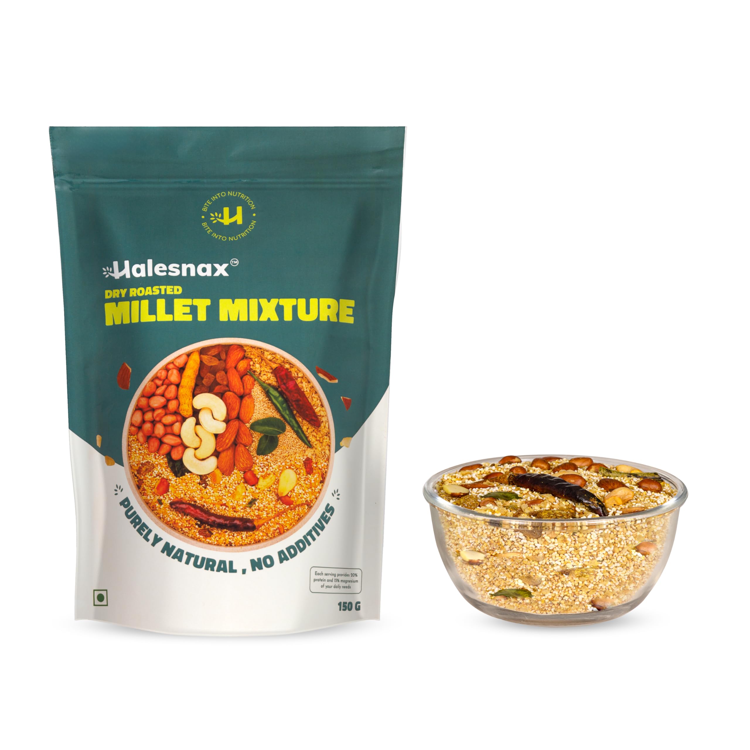 Halesnax Dry Roasted Millet Mixture, 150g | High in Fiber & Protein-Rich | No Preservatives | Gluten-Free | Supports Bone Health & Digestion | Ideal for Kids, Adults & Pregnant Women | Wholesome & Crunchy Healthy Snack