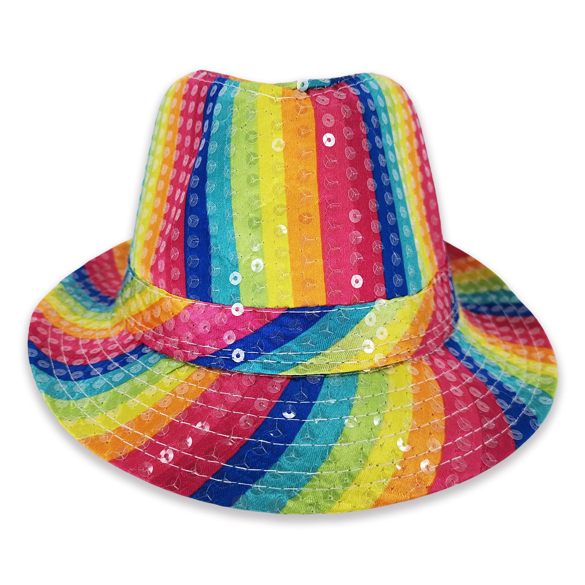 Pohotobooth Props Ltd Vibrant Sequin Fedora Hat - Sparkling Trilby Jazz Party Gangster Hat for Adults, One Size Fits All, Multiple Colors Available (Multicolour)