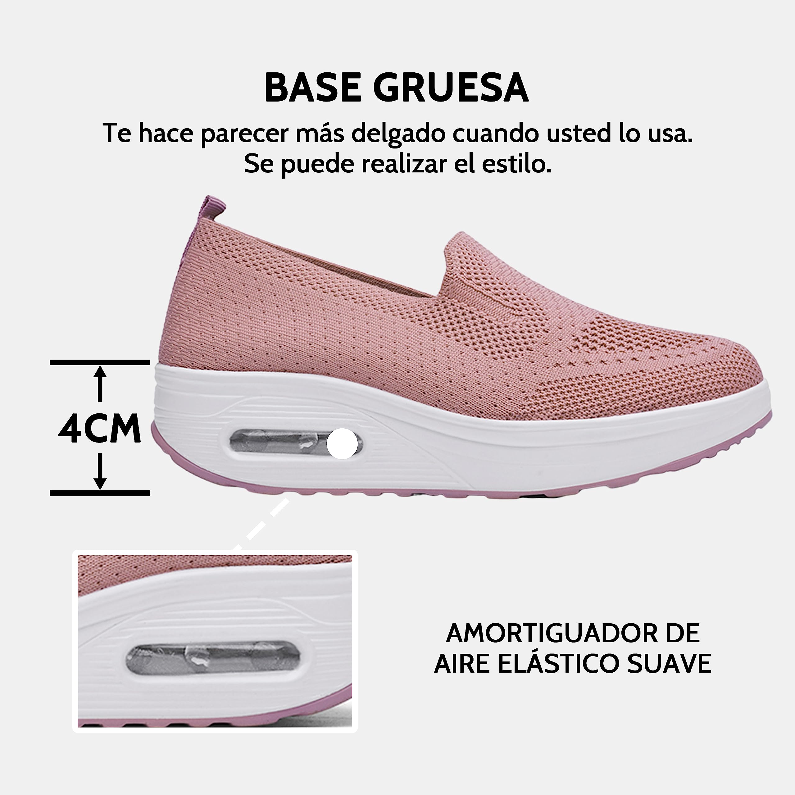 Zapatillas De Deporte Zapatos Respirado Ligero Malla Talla 35-42 Mujeres Deporte Running Zapatillas Sacudir Casual Zapatos Height-Increasing Sneaker