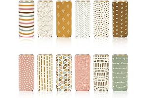 Whaline 12Pcs Slim Can Koozie | Boho Can Cooler Covers