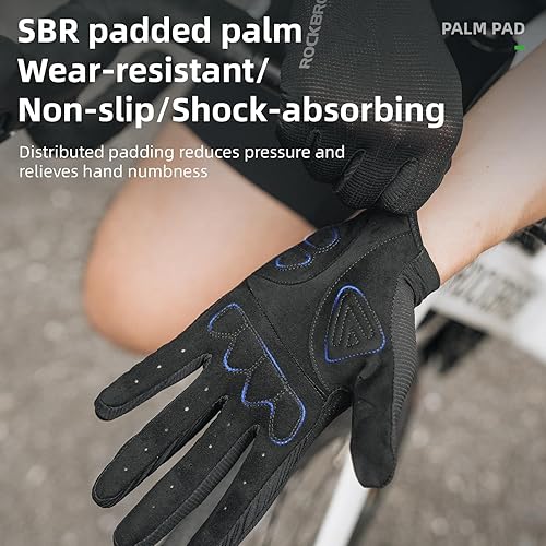 Miniatura 4 de ROCKBROS Guantes de ciclismo para hombres y mujeres, transpirables, SBR, antideslizantes, para pantalla táctil de dedo completo, para bicicleta de
