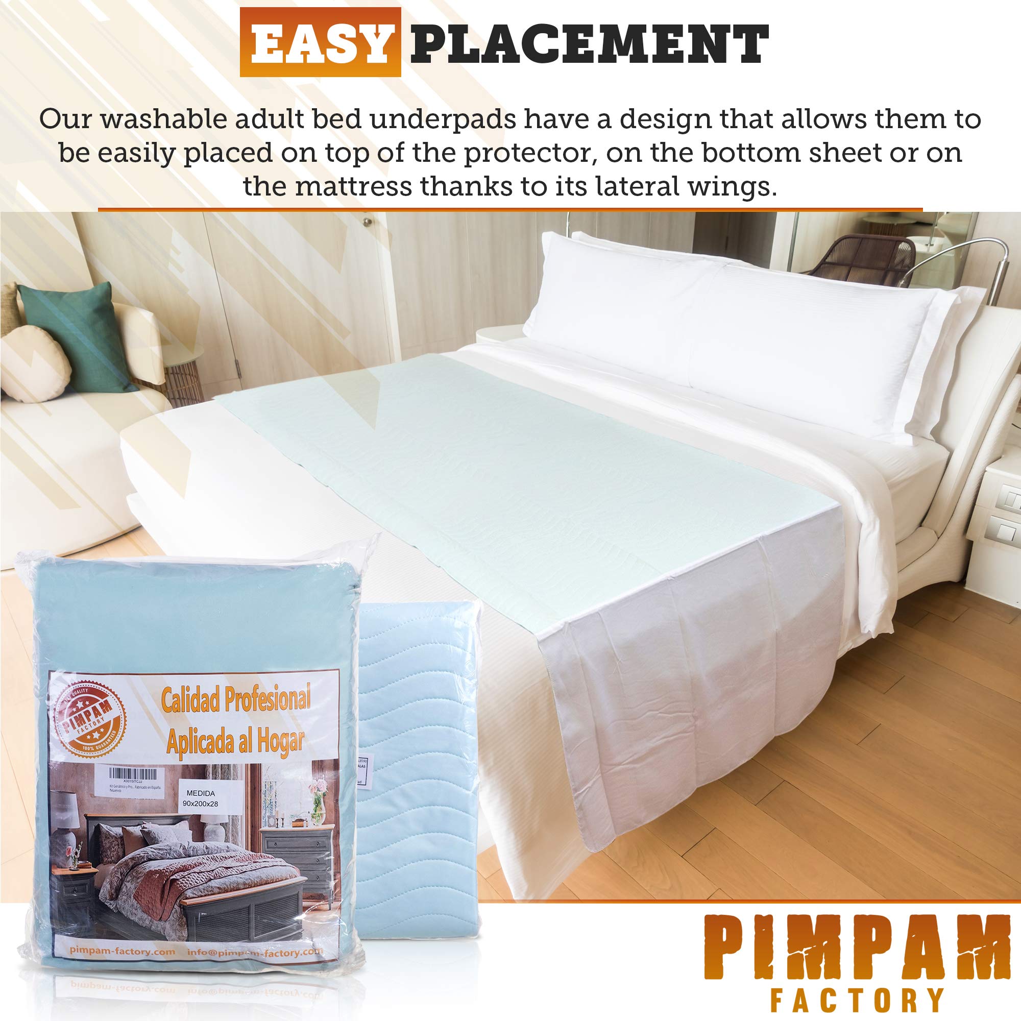 PimPam Factory Podkładki do łóżka dla dorosłych Zmywalne 90 x 85 cm 5 warstw - Wodoodporny podkładkę wielokrotnego użytku - Super chłonny ochraniacz na łóżko - podkładki dla niemowląt