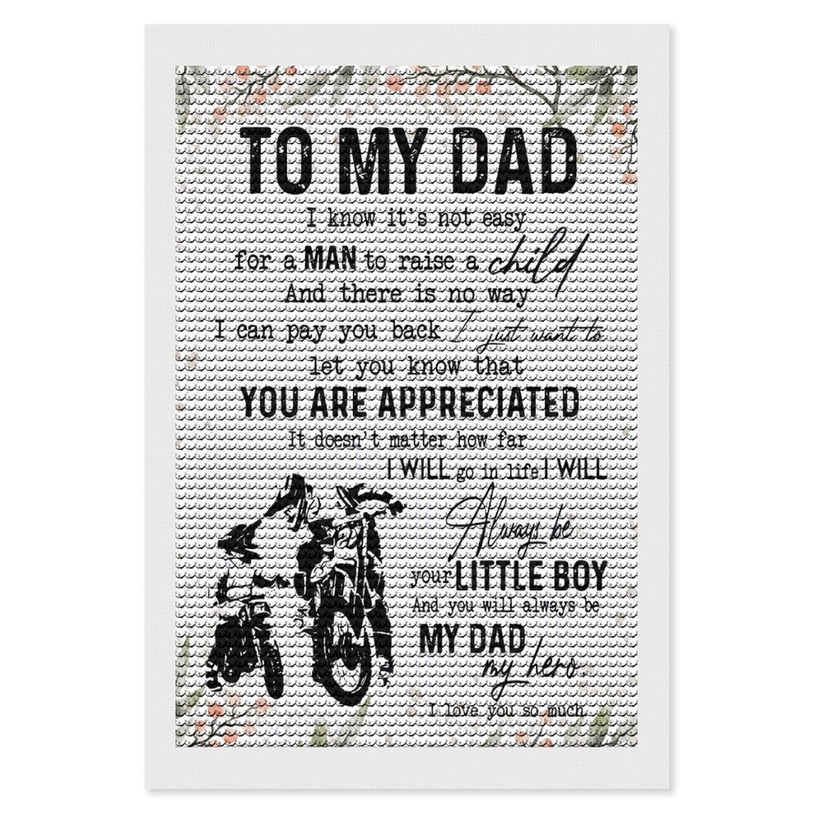 Junmoney to My Dad Fathers Day DIY Diamond Art Canvas Kit 8"x12", Pleasing Wall Art Project, Easy Handmade Project, Living Room Decor