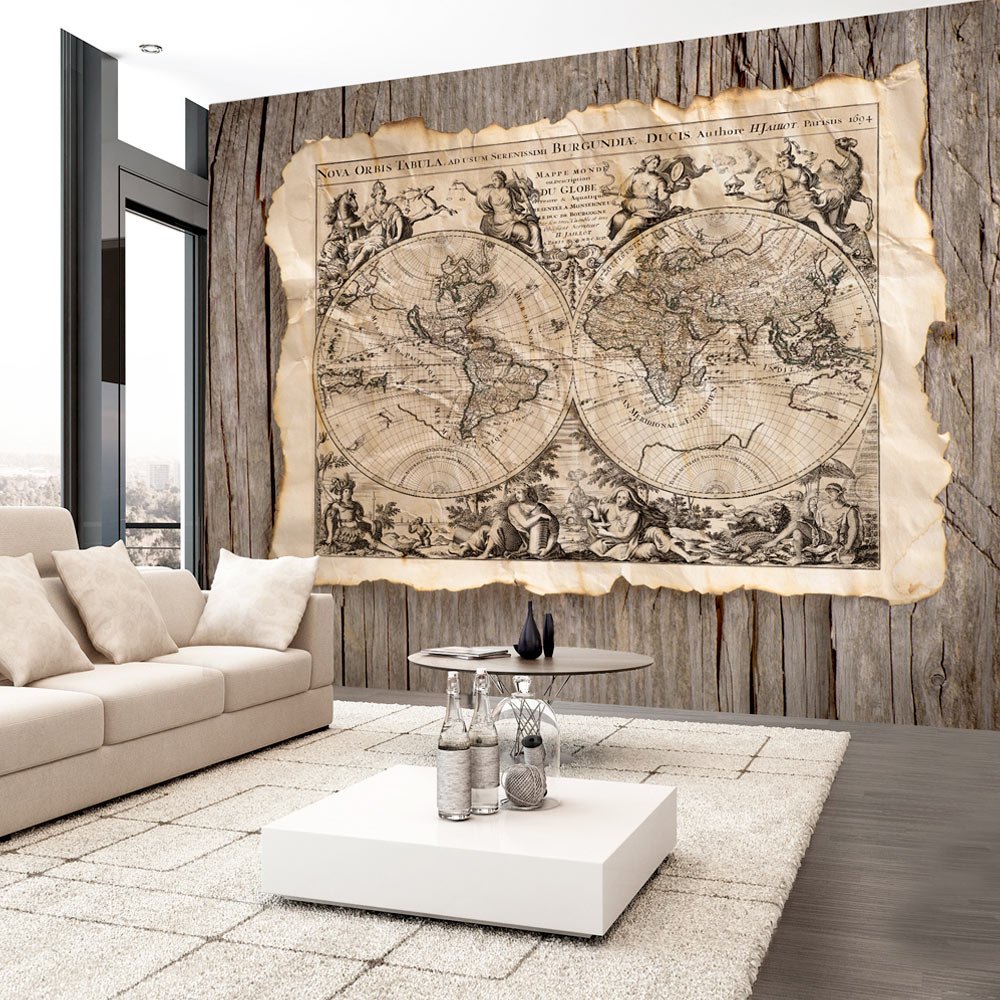 murando Fotomurales 250x175 cm XXL Papel pintado tejido no tejido Decoración de Pared decorativos Murales moderna de Diseno Fotográfico Retro madera mapa k-B-0005-a-a