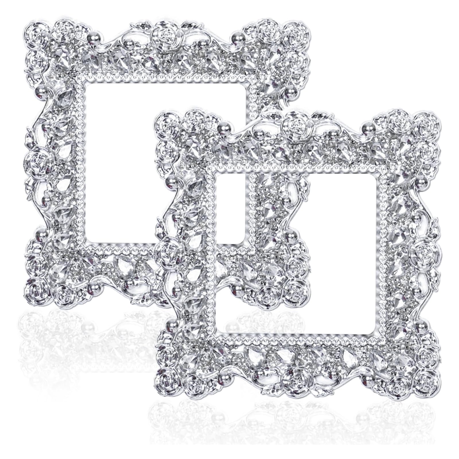 Light Switch Cover Frames Silver – 2 Pcs Self Adhesive Decorative Switch Surround Sticker Plates – 86 x 86 mm UK Standard Wall Switch and Socket Covers – Home and Office Decor