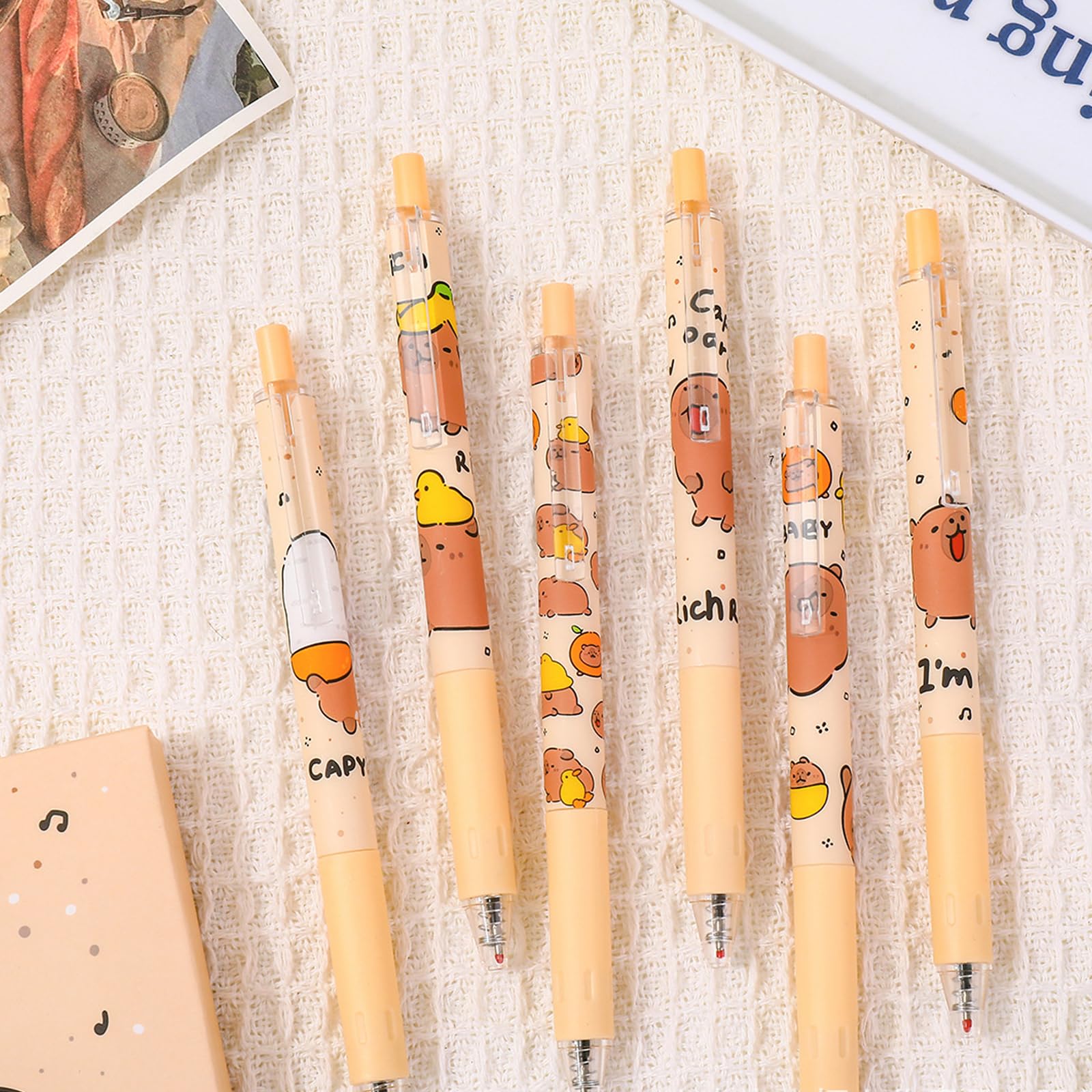 6 Pcs Capybara Cartoon Gel Pens 0 5mm Capybara Ink Pen Blck Ink Quick Drying Smooth Writing Capybara — view 5