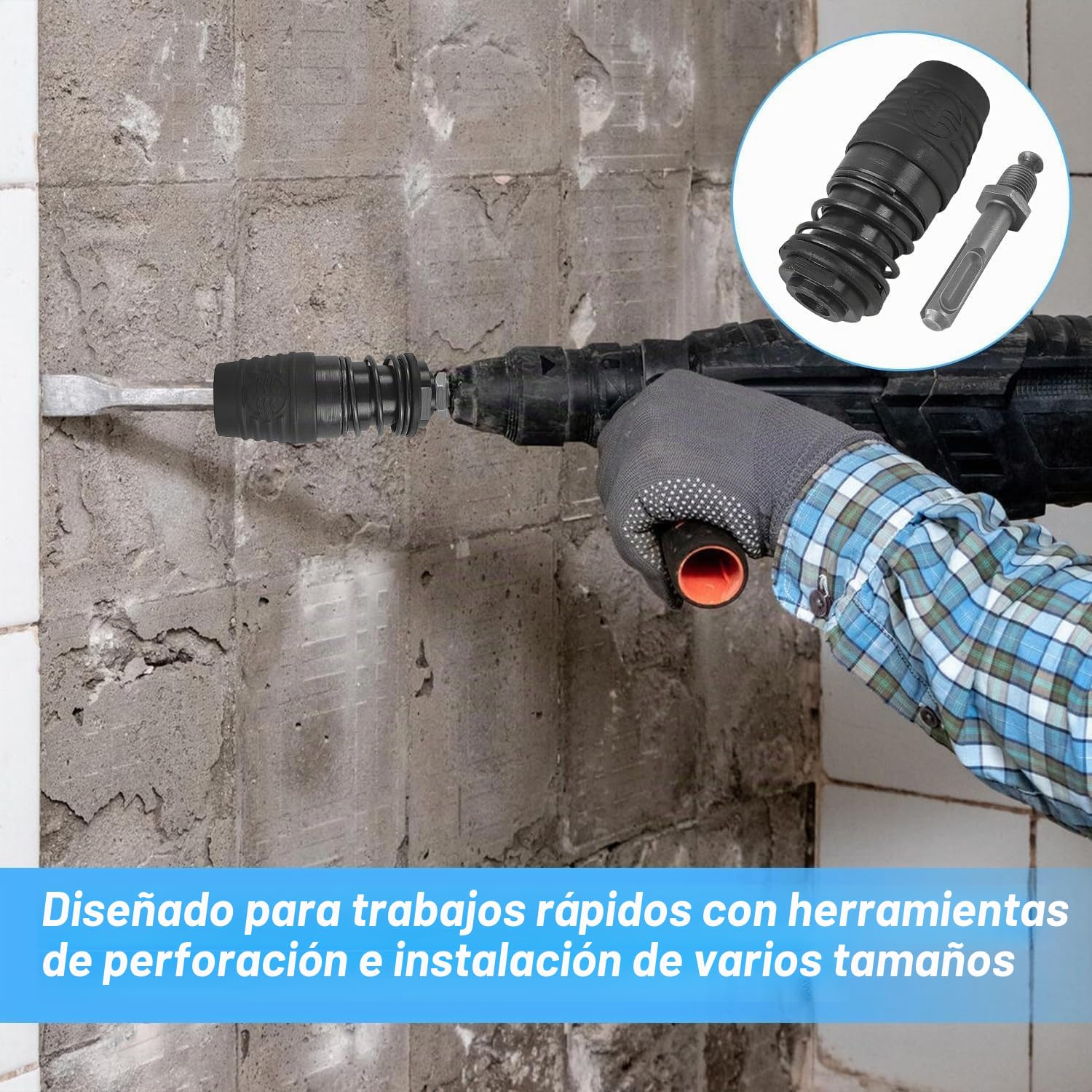 Adaptador de Portabrocas SDS Max a SDS Plus para Taladradoras Percutoras Rotativos, Mandril para Taladro - Cambio Rápido y Versatilidad para Sus Proyectos
