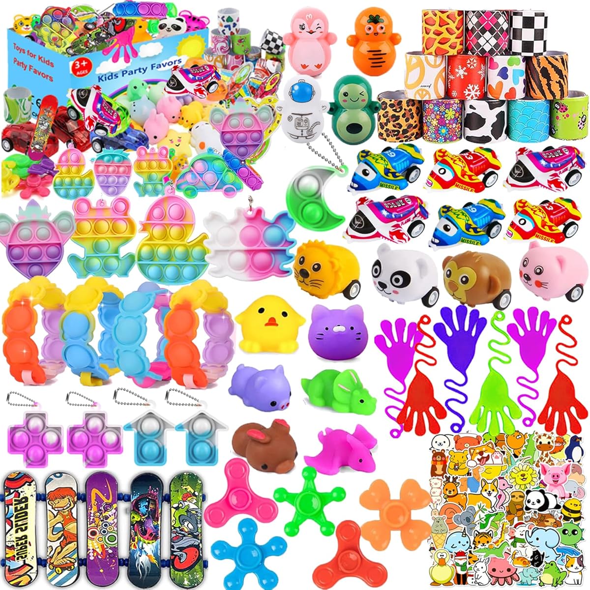 114 Pack Party Favors for Kids 4-8 8-12, Pop Fidget Toys, Treasure Box Toys for Classroom Prizes, Pinata Filler, Goodie Bag Stuffers, Carnival Prizes, Prize Box Toys for Kids Classroom